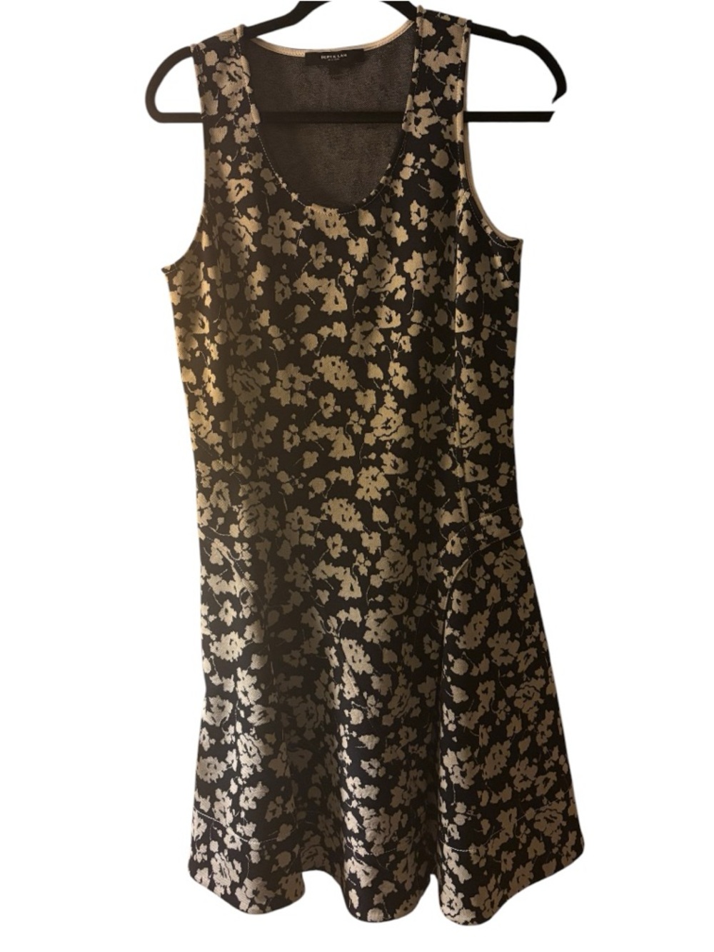 Derek Lam Black Mini Dress with Cream Floral Jacquard